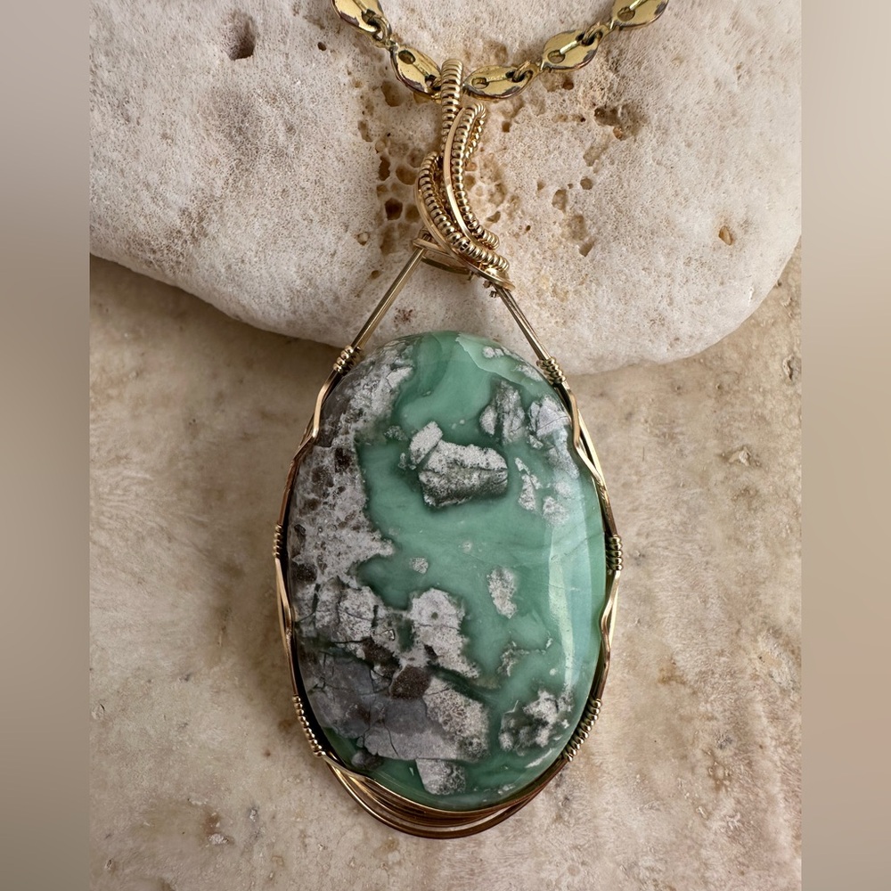 14k Gold Filled Variscite Stone Necklace Pendant